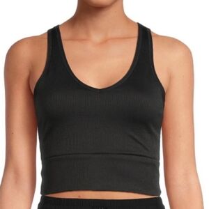 Avia Women's Black Long Line V-Neck Ribbed Sports‎ Bra XS